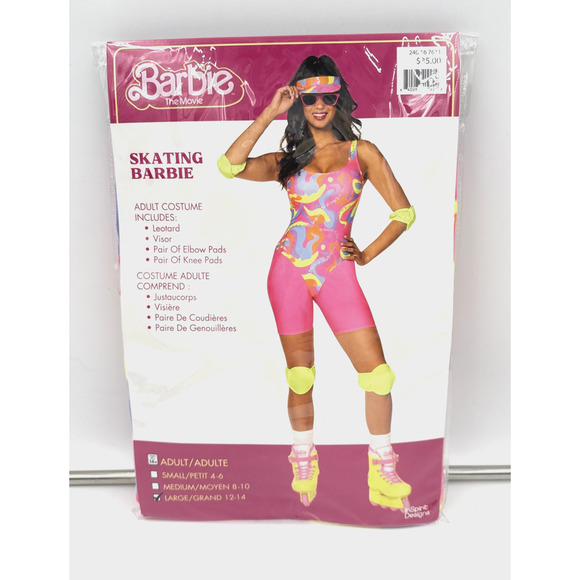 Skating Barbie Women's Adult Costume Halloween Size Large 12-14 Neon New - Picture 2 of 5